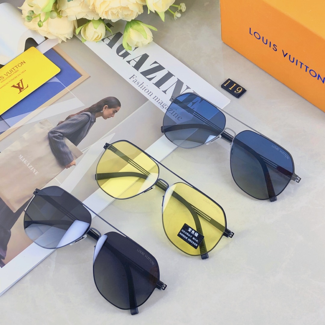 。。Louis vuitton2025新款复古轻薄太阳镜男士潮流墨镜大框蛤蟆镜偏光尼龙镜片