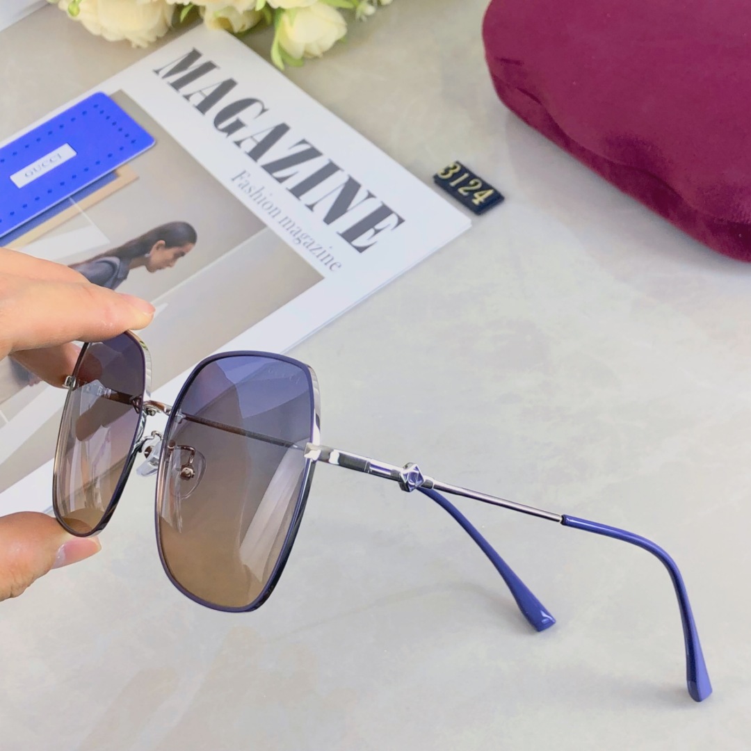 。。Gucci2025春季新款女士太阳镜墨镜金属多边形眼镜个性街拍渐变色