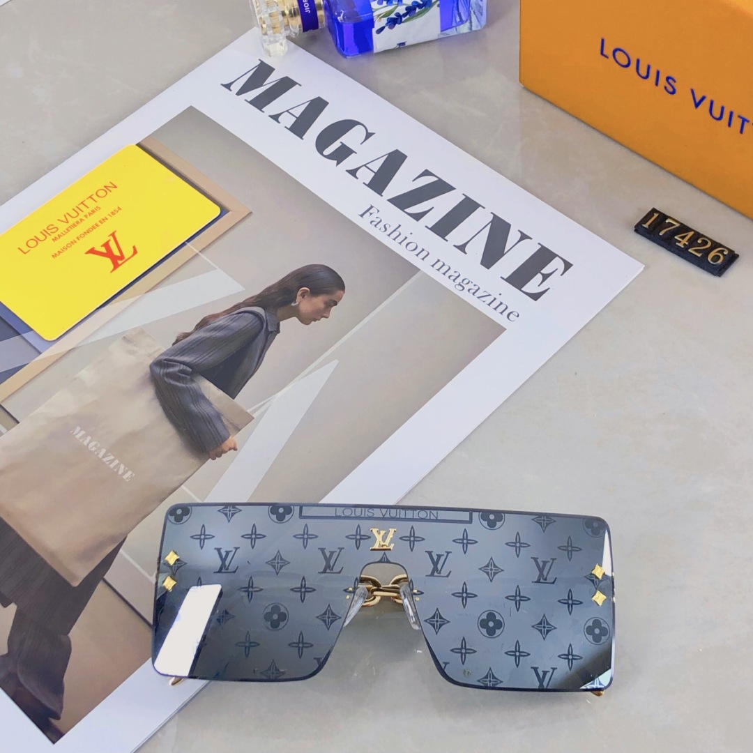 。。Louis vuitton2025新款无框切边字母款高级感满印花太阳镜小红书抖音网红墨镜