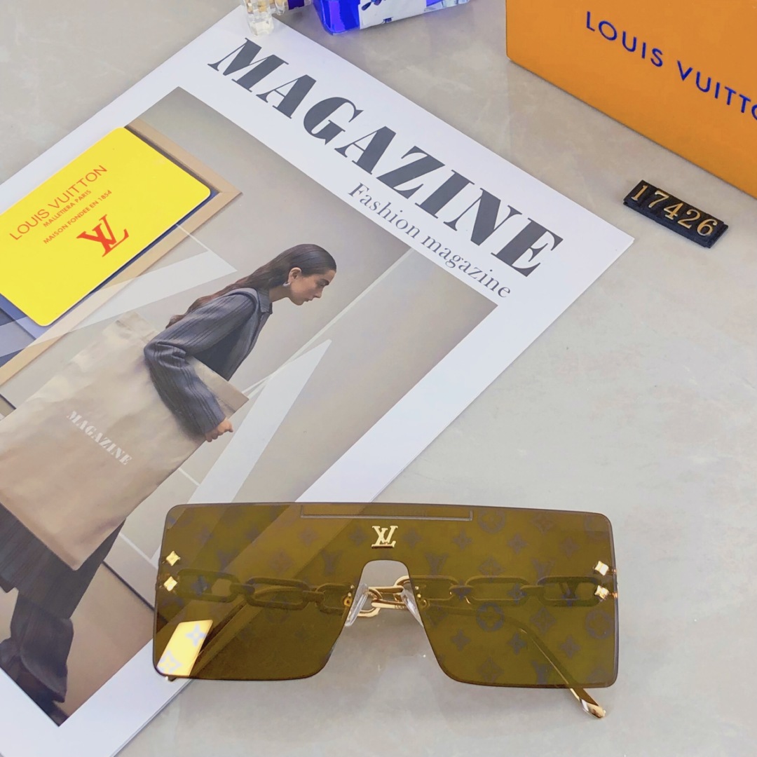 。。Louis vuitton2025新款无框切边字母款高级感满印花太阳镜小红书抖音网红墨镜