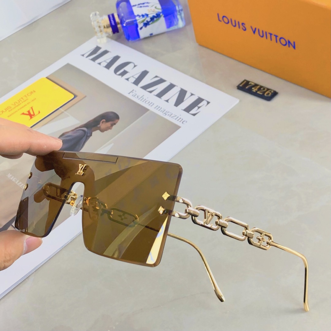 。。Louis vuitton2025新款无框切边字母款高级感满印花太阳镜小红书抖音网红墨镜
