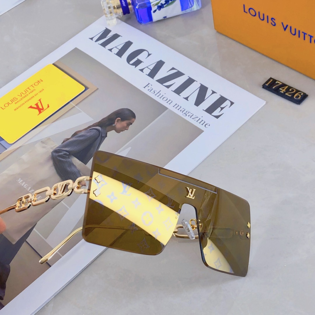 。。Louis vuitton2025新款无框切边字母款高级感满印花太阳镜小红书抖音网红墨镜