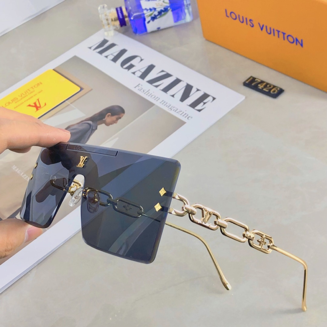 。。Louis vuitton2025新款无框切边字母款高级感满印花太阳镜小红书抖音网红墨镜