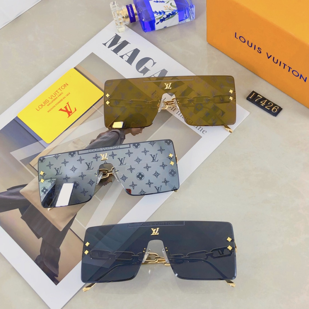 。。Louis vuitton2025新款无框切边字母款高级感满印花太阳镜小红书抖音网红墨镜