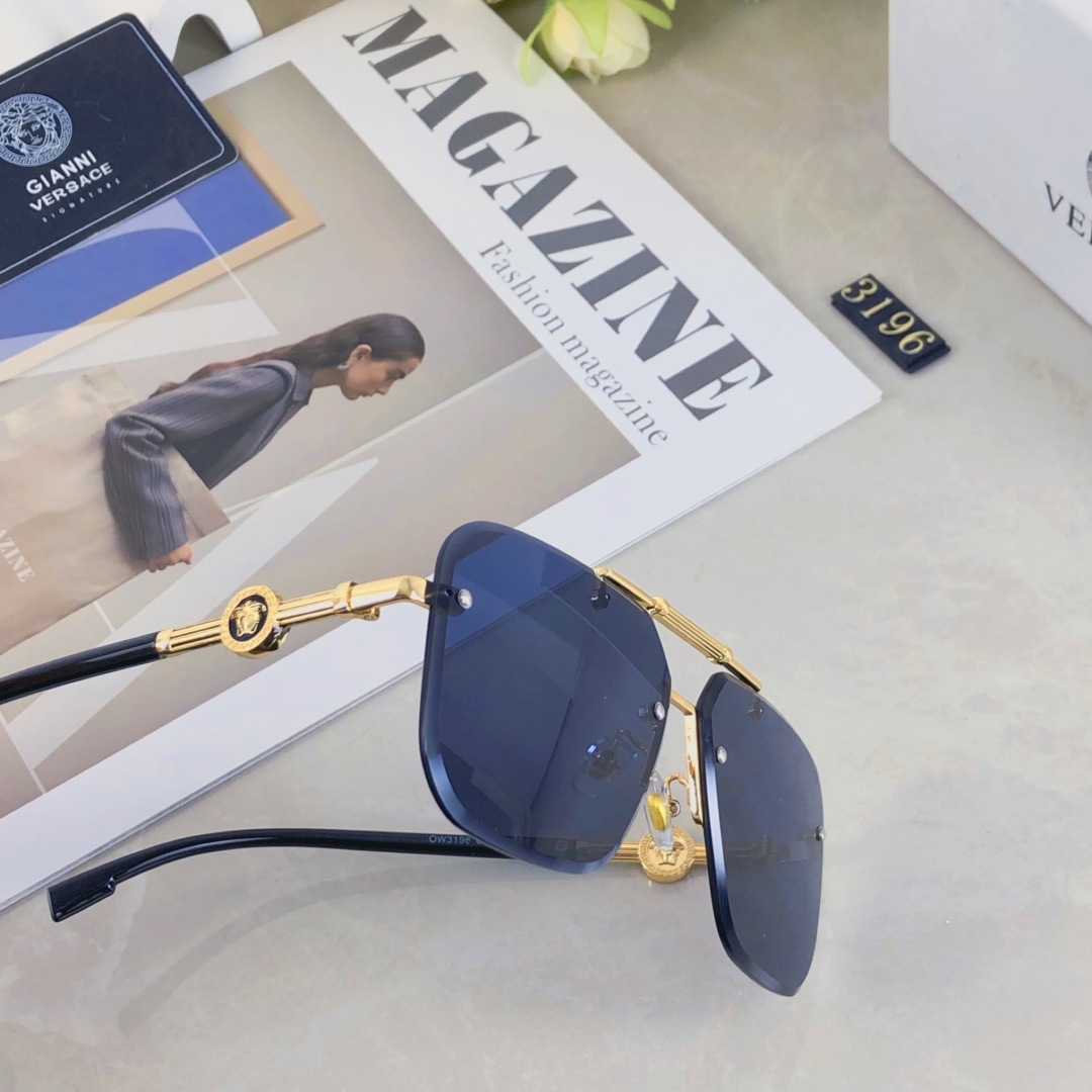 。。Versace2025新款经典金属方形半框男太阳镜时尚潮流开车驾驶防紫外线墨镜