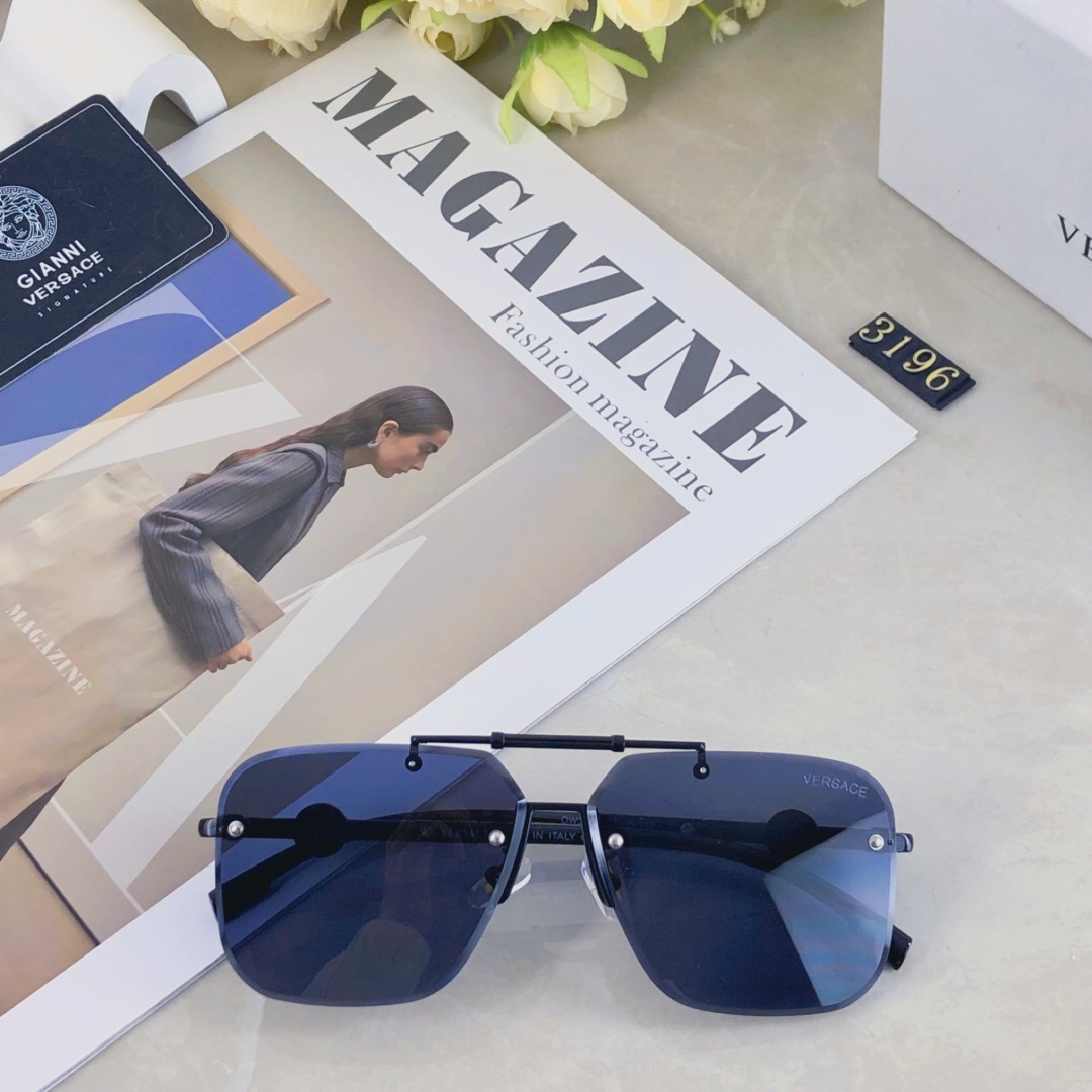 。。Versace2025新款经典金属方形半框男太阳镜时尚潮流开车驾驶防紫外线墨镜