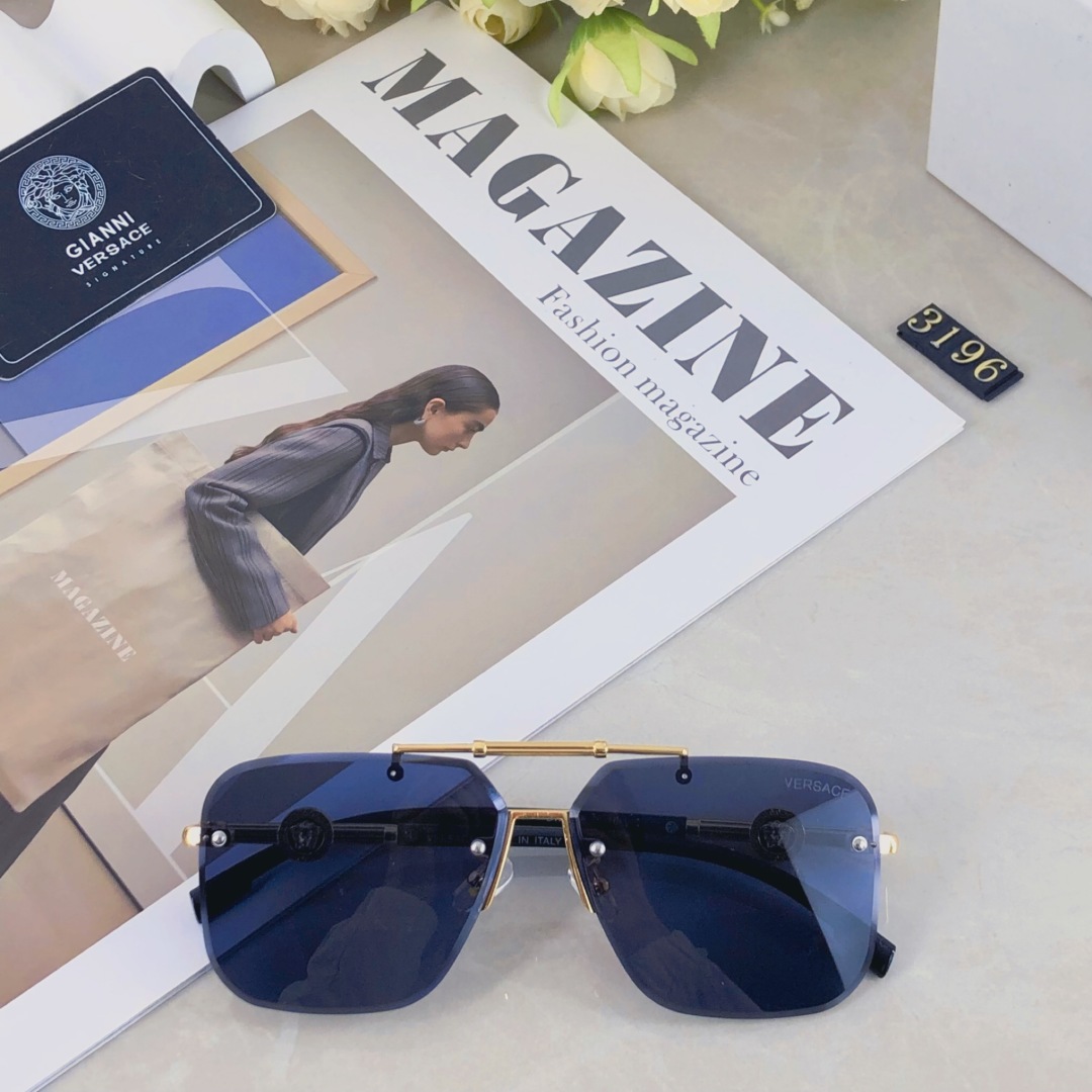 。。Versace2025新款经典金属方形半框男太阳镜时尚潮流开车驾驶防紫外线墨镜
