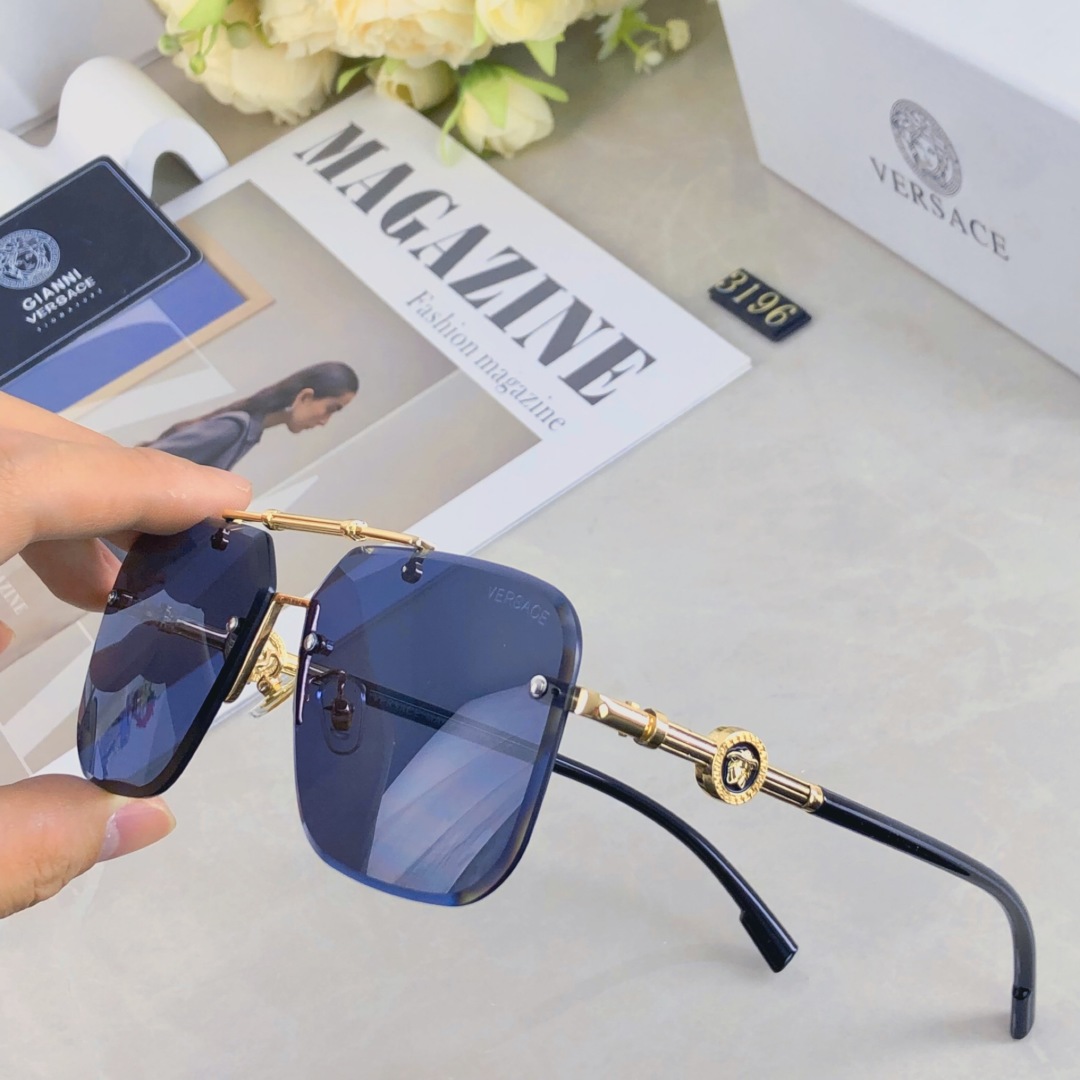 。。Versace2025新款经典金属方形半框男太阳镜时尚潮流开车驾驶防紫外线墨镜