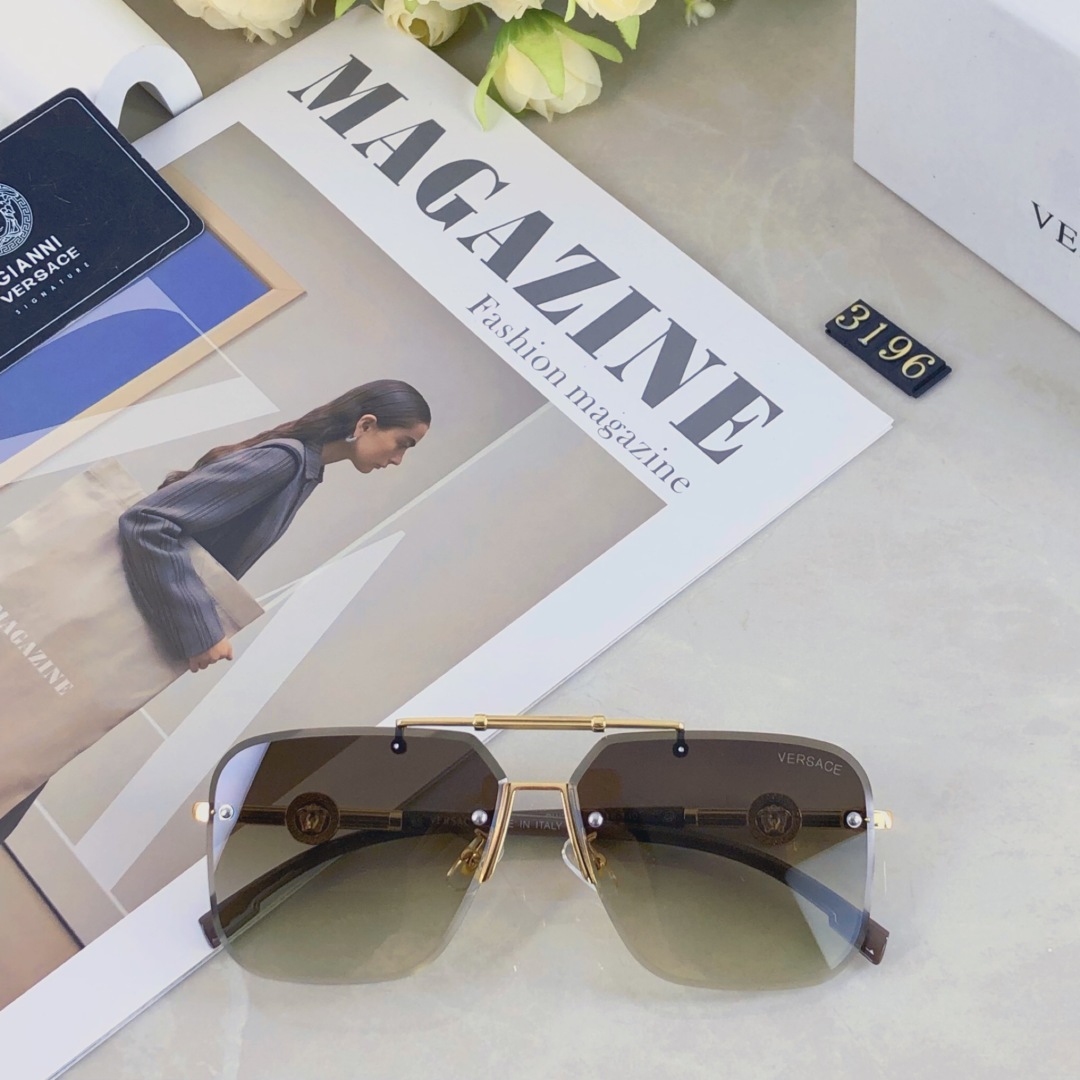 。。Versace2025新款经典金属方形半框男太阳镜时尚潮流开车驾驶防紫外线墨镜