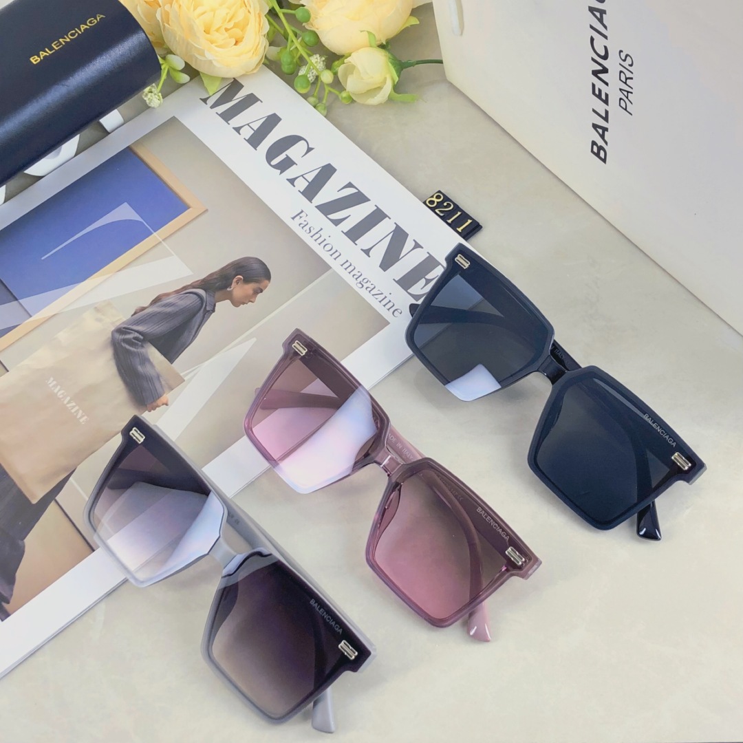 。。Balenciag*网红方形墨镜女大脸显瘦韩版素颜时尚街拍出游遮阳太阳眼镜潮
