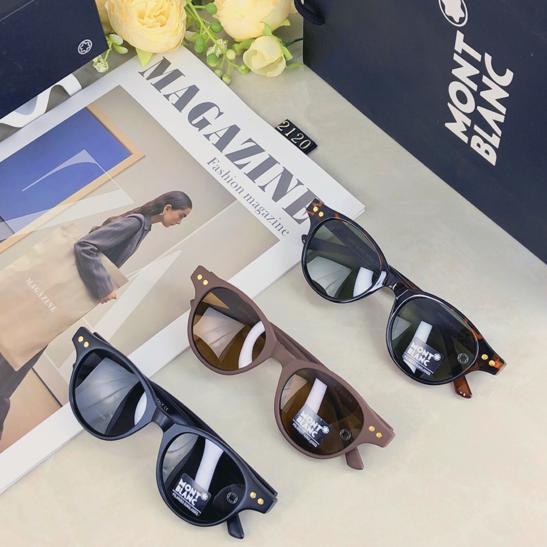 。。Mont Blan*高品质个性经典复古偏光墨镜男女时尚网红街拍柳钉太阳眼镜潮