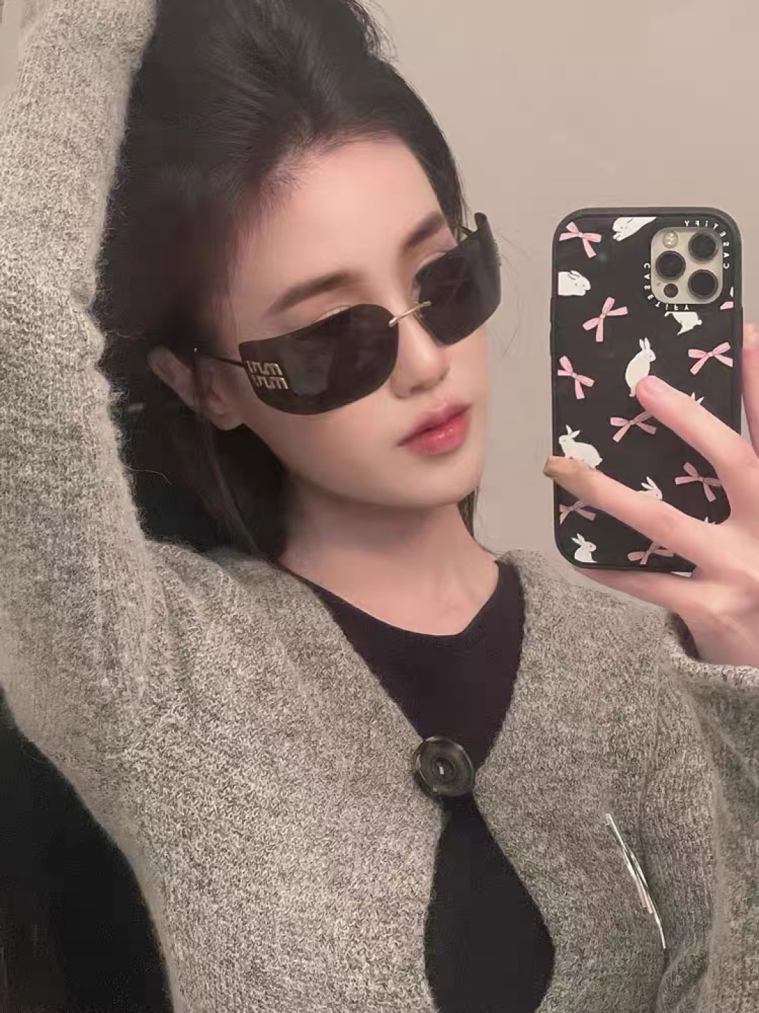 。。miumi*欧美时尚高级无框太阳镜 潮流ins小红书同款墨镜高级感太阳眼镜