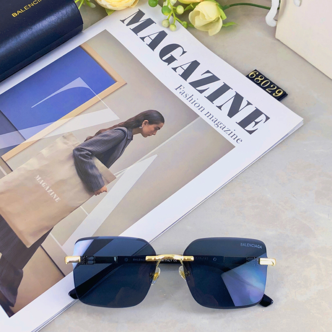 。。BalenCiag*欧美风无框切边眼镜2025新款气质复古御姐感斯文金边镜框