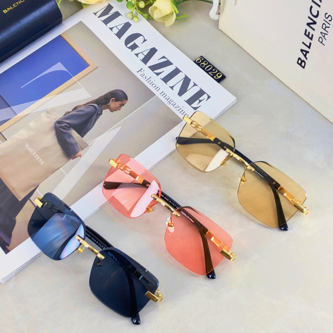 。。BalenCiag*欧美风无框切边眼镜2025新款气质复古御姐感斯文金边镜框