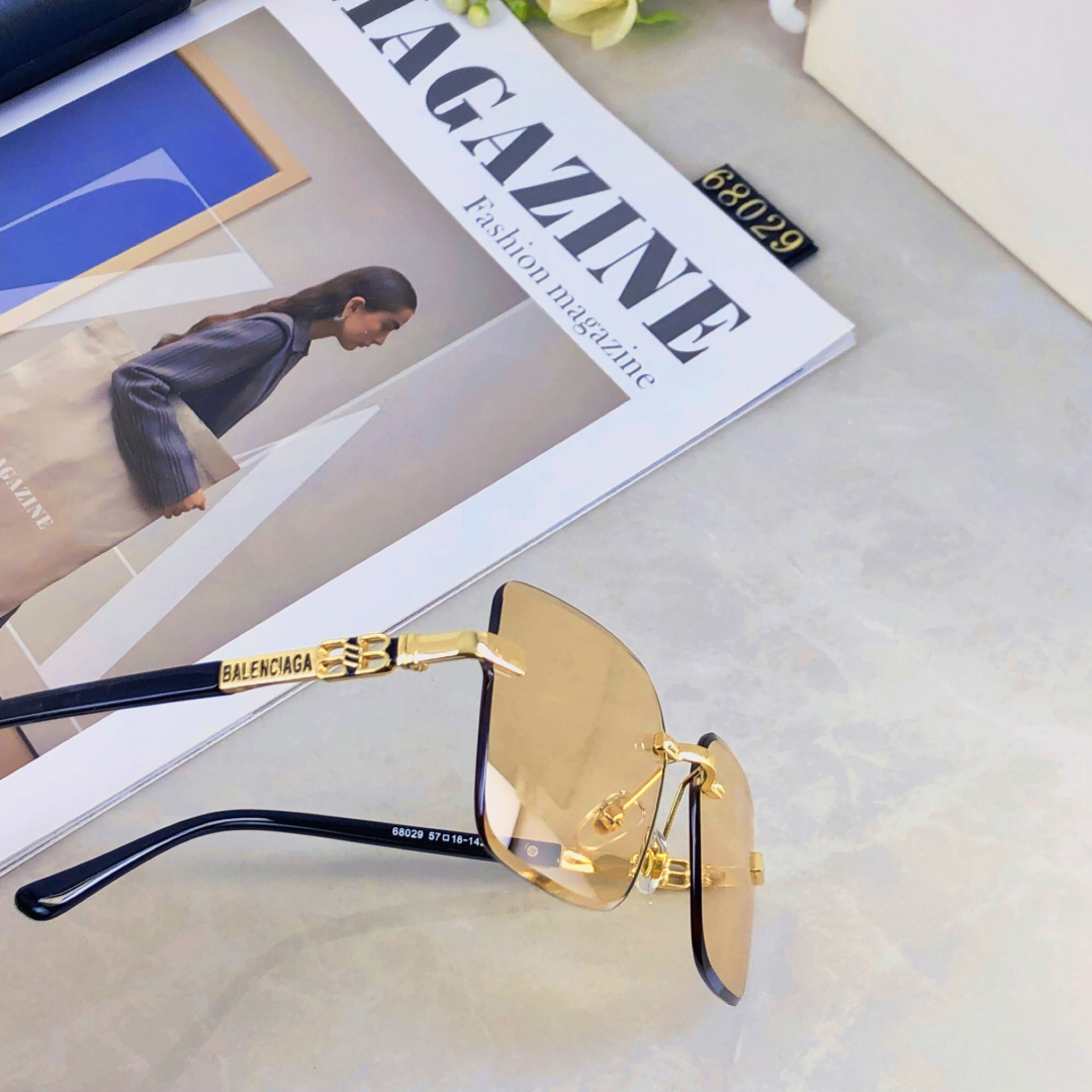 。。BalenCiag*欧美风无框切边眼镜2025新款气质复古御姐感斯文金边镜框