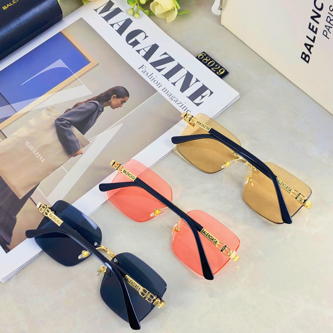 。。BalenCiag*欧美风无框切边眼镜2025新款气质复古御姐感斯文金边镜框