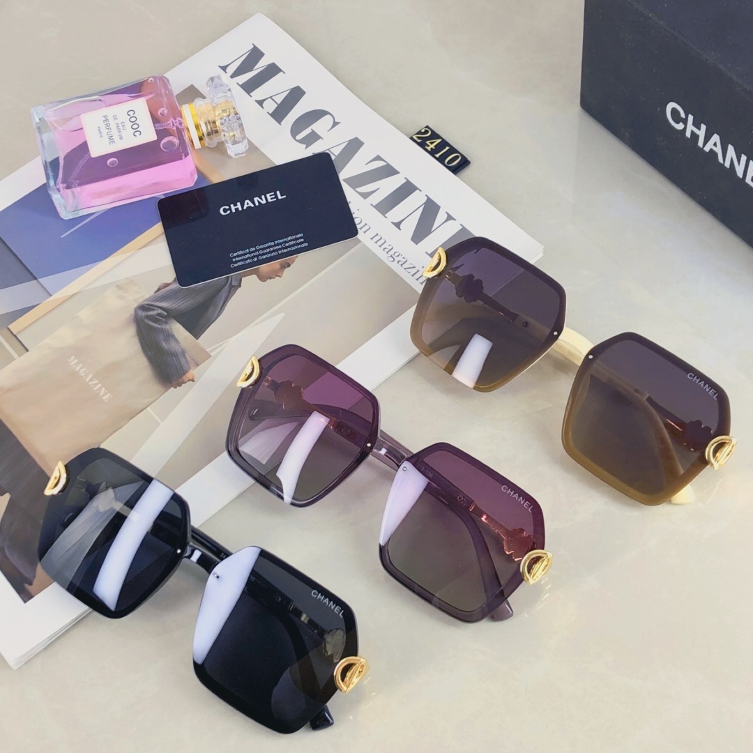 。。Chane*墨镜2025新款女夏防紫外线高级感太阳镜网红款ins风圆脸大脸显瘦
