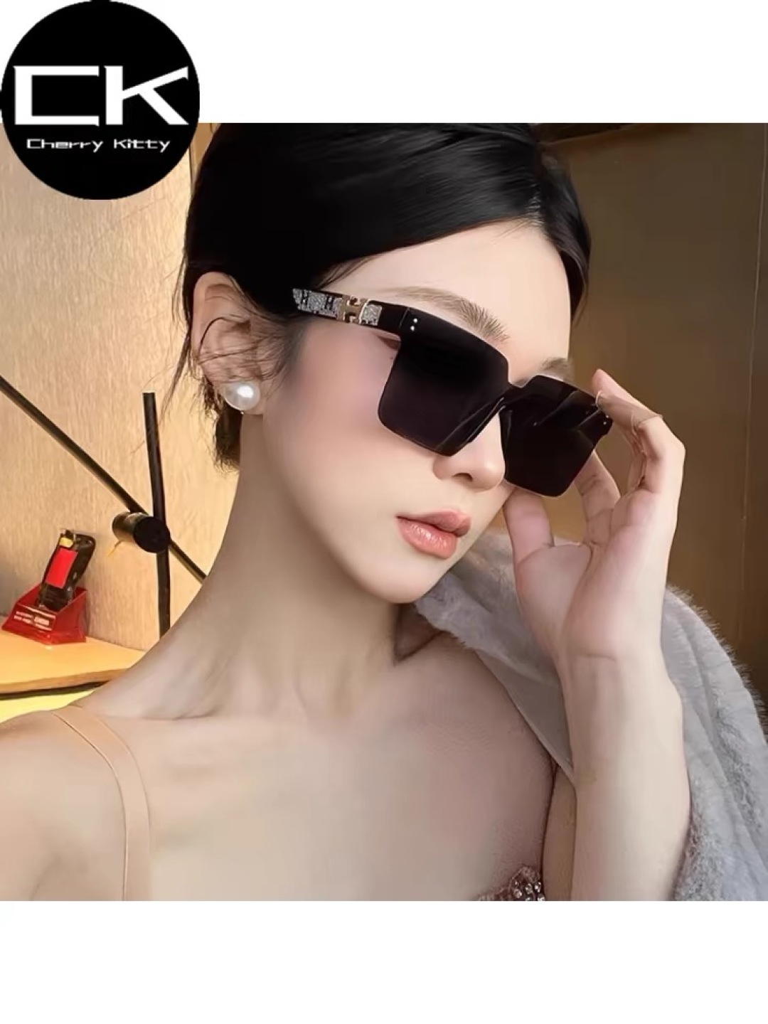 。。Herme*墨镜女款高级感2025新款无框网红方圆脸显瘦气质防晒遮阳太阳眼镜