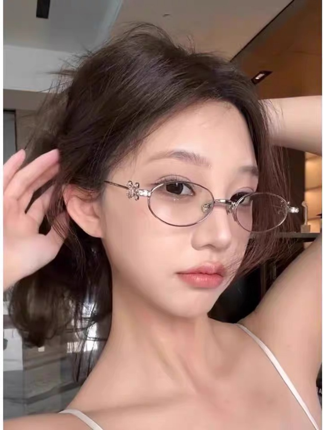 NO:249497,New GM Jewelry Series Glasses Frame ON RING Silver Full Frame Oval Fashionable No-Face Mirror Women Ins Style Glasses Sunglasses Sunglasses, Glasses19860909新款GM珠宝系列眼镜架ON RING银色全框椭圆时尚素颜镜女ins风眼镜墨镜太阳镜,眼镜,glasses