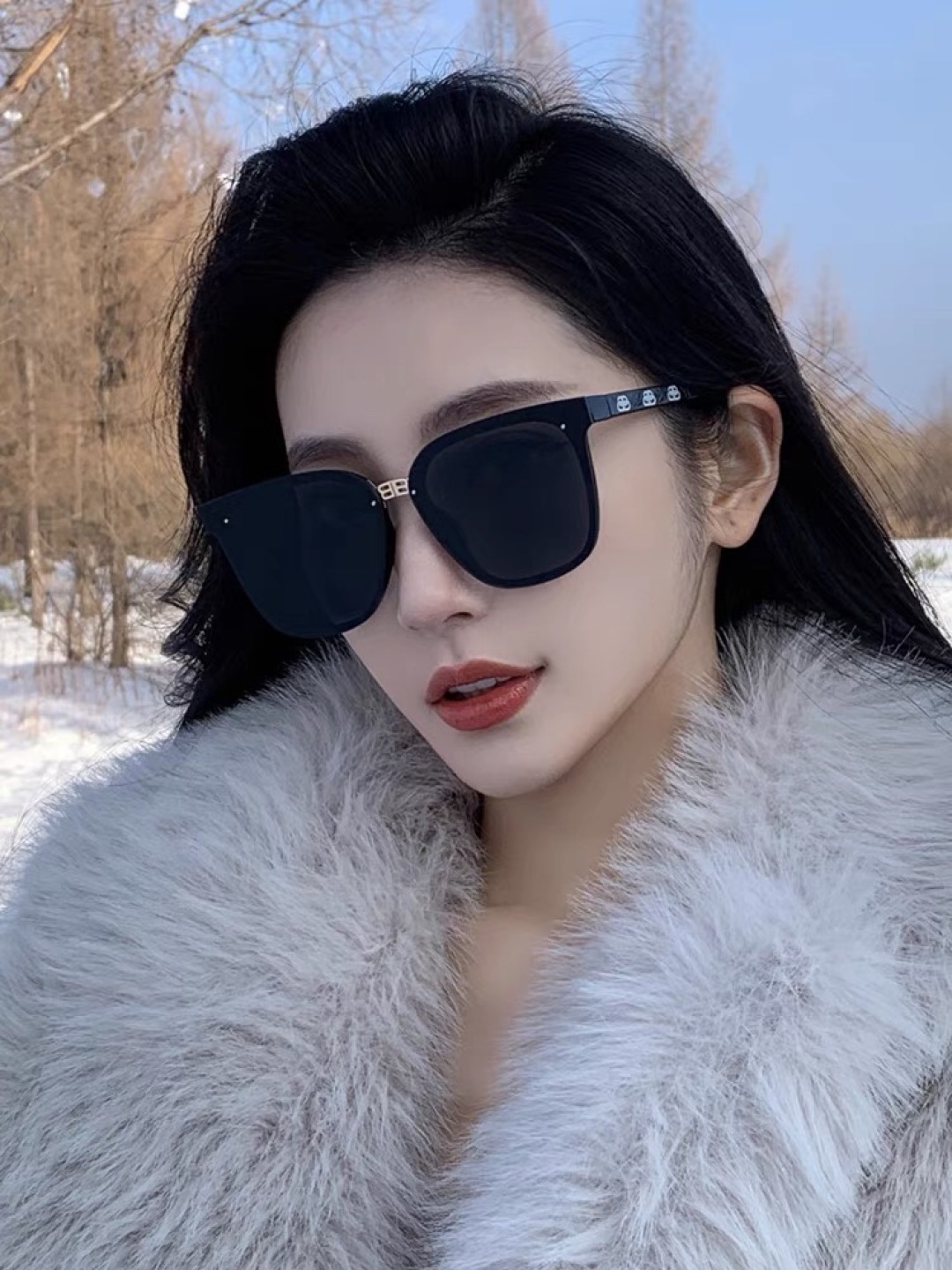 。。BalenCiag*墨镜女高级感防紫外线新款无框圆脸显瘦ins网红潮街拍个性太阳镜