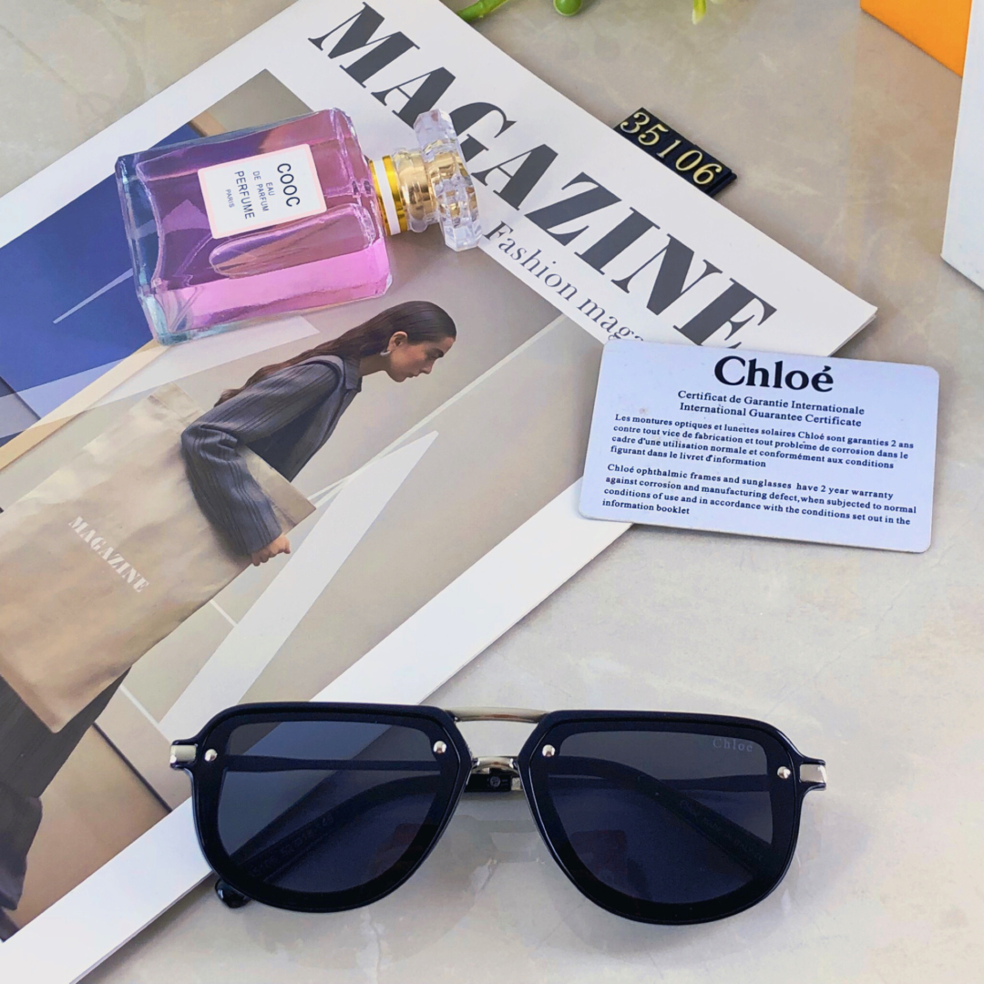🔥🔥Chlo*新款时尚方框复古双梁欧美轻奢飞行员太阳镜 ins网红同款