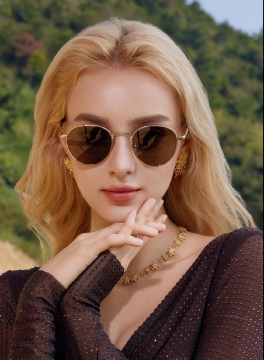 🔥🔥Louis vuitto*2025新款法式高质感金属茶色墨镜女圆脸显瘦欧美辣妹太阳镜
