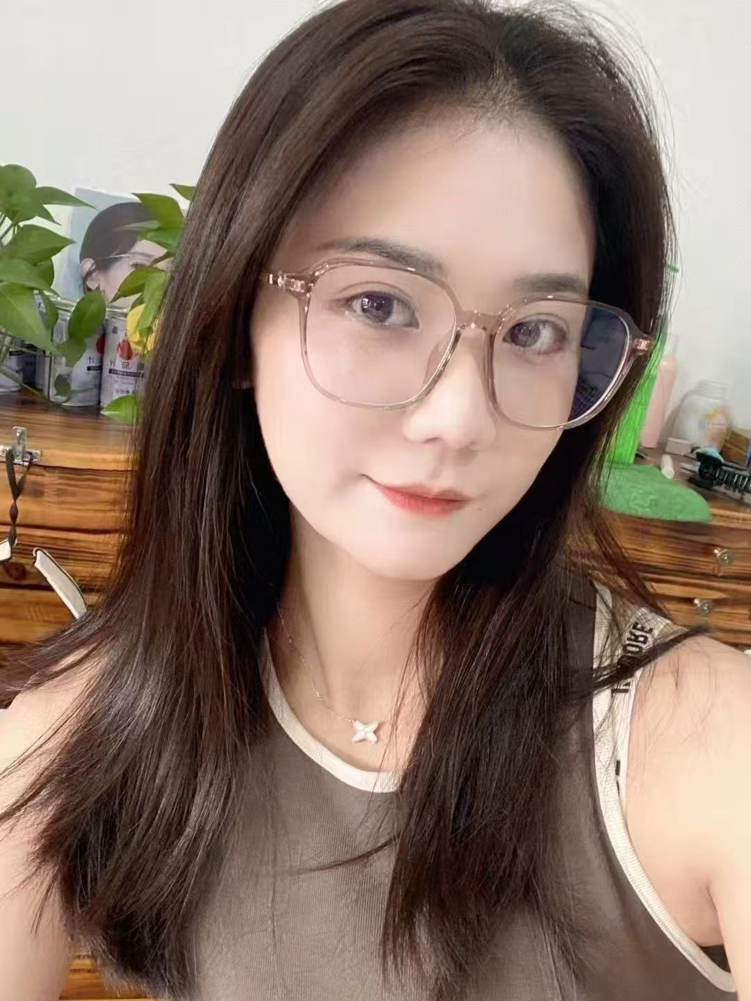 🔥🔥Celin*网红大框素颜护目镜TR防蓝光眼镜框架温柔茶色显白可配度数
