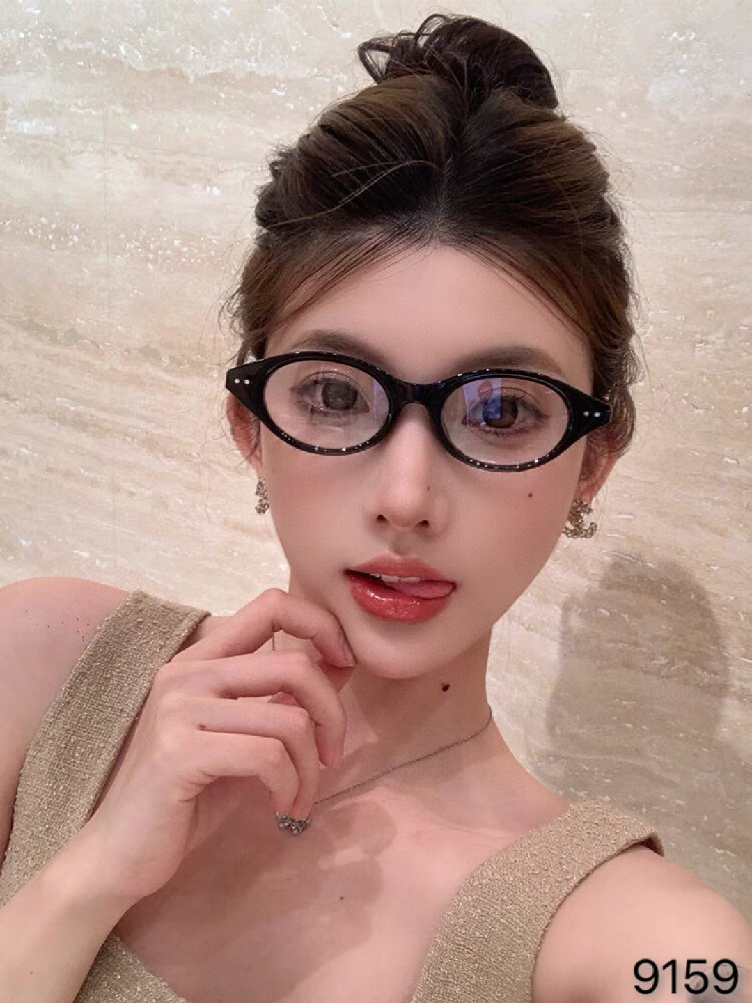 🔥🔥Chane*高级版书呆子眼镜 ins厚框猫眼镜框 椭圆形眼镜 近视粗框板材遮脸