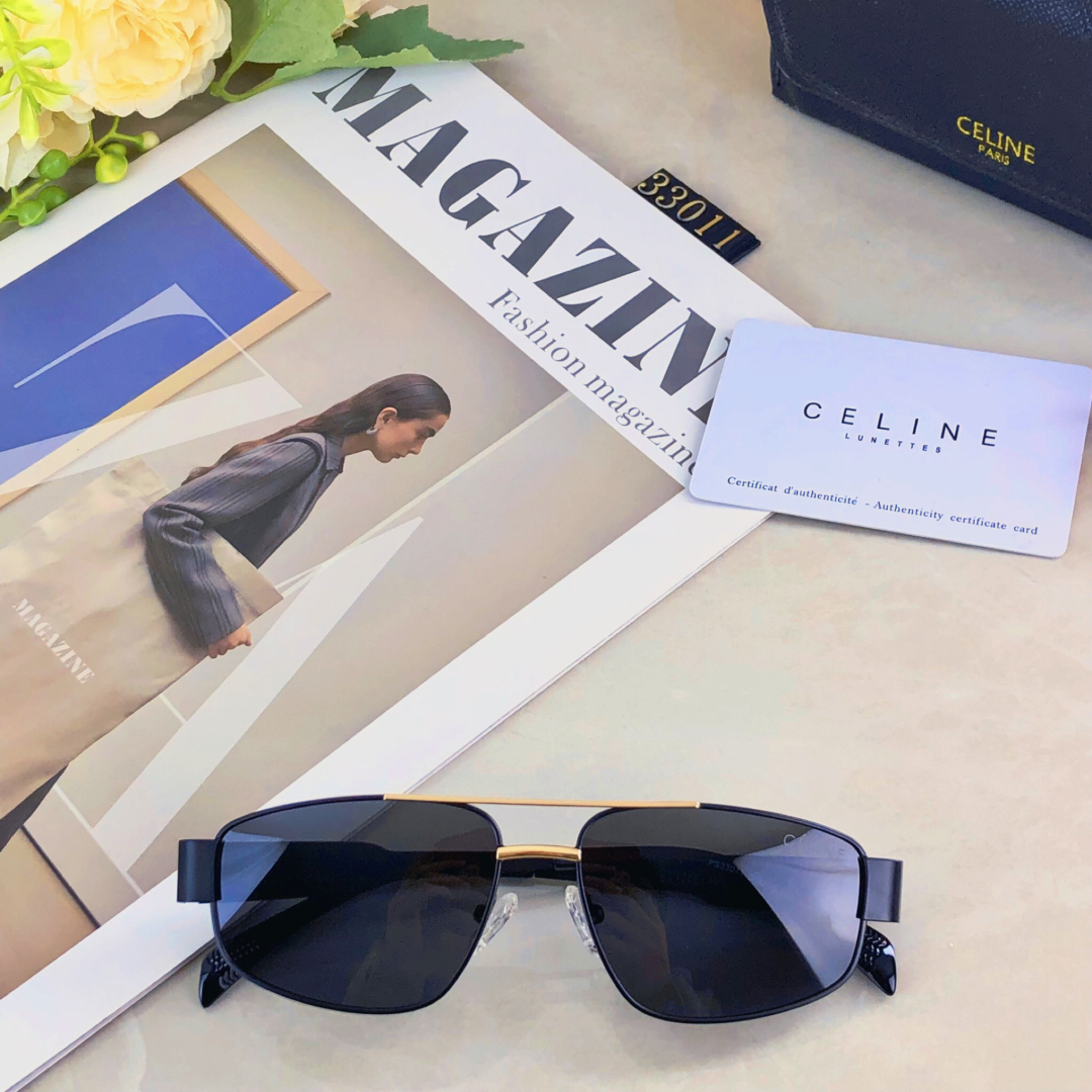 🔥🔥Celin*双梁猫眼太阳镜金属墨镜高级感欧美新款潮流太阳眼镜女凹造型拍照