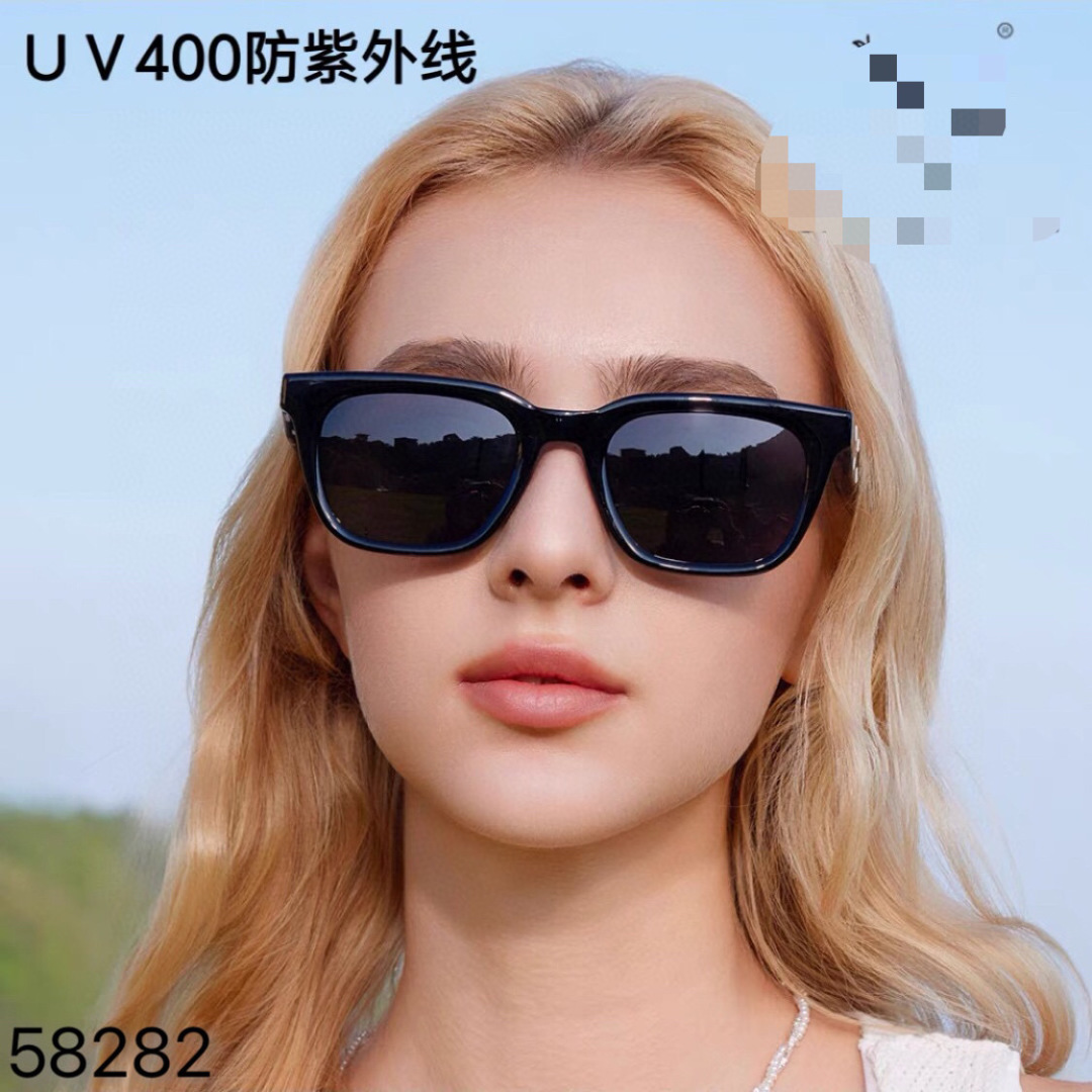。。Gucc*高级感板材墨镜方框形男女太阳镜奶奶灰遮阳偏光潮流街拍单品