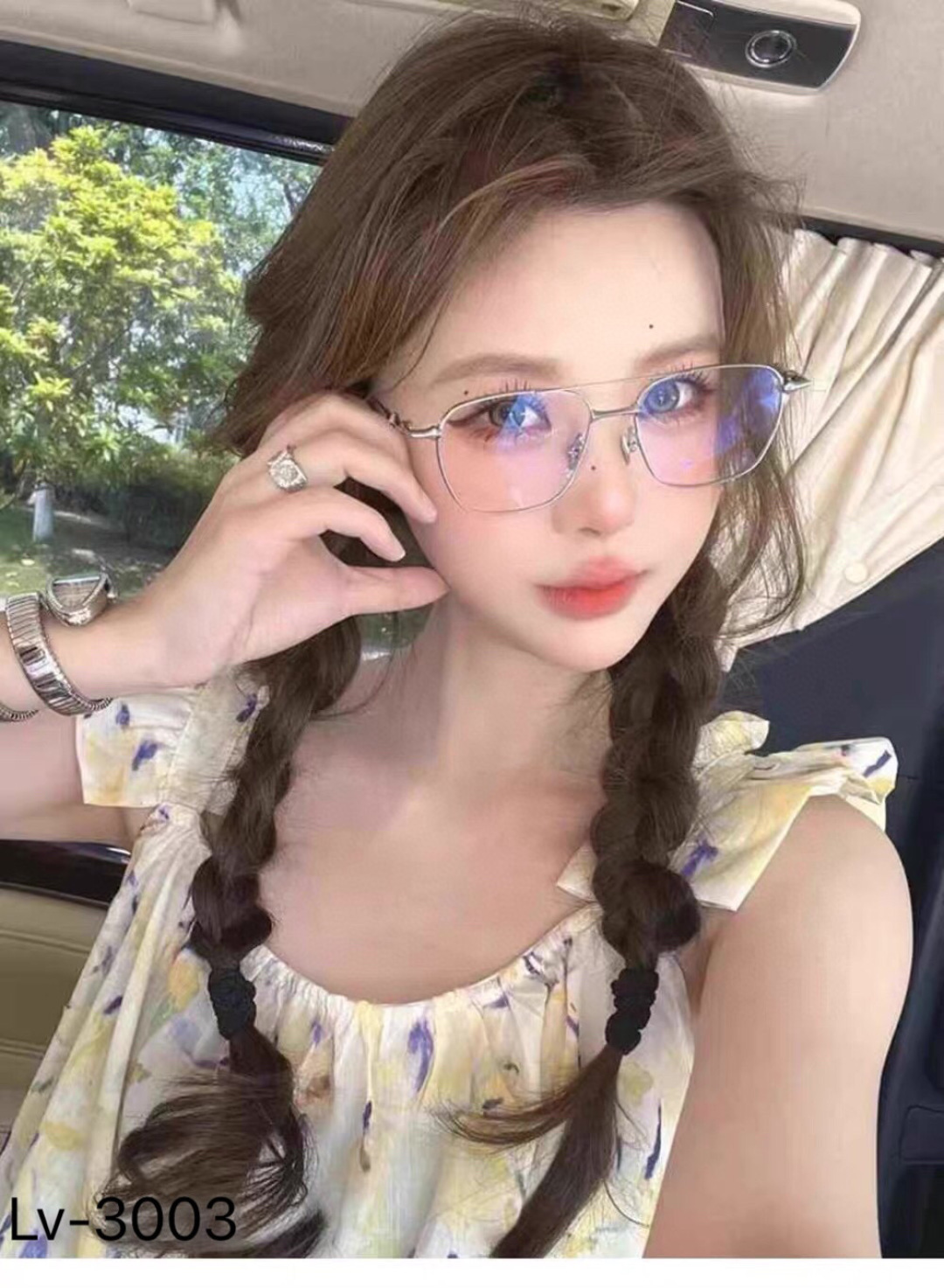 🔥🔥Louis vuitto*超轻纯钛双梁飞行员眼镜框女近视可配度数潮流个性星星镜腿眼睛架