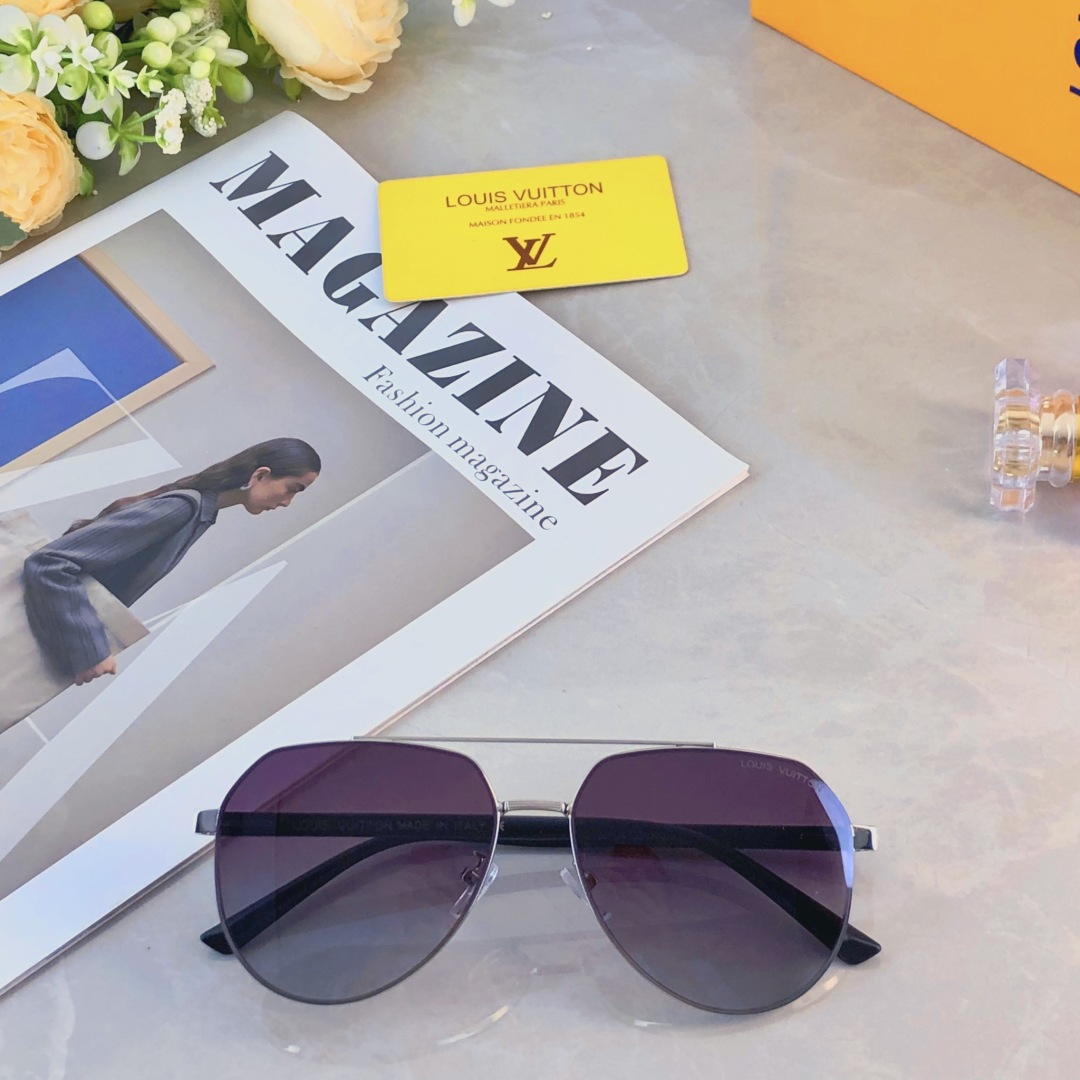 。。Louis vuitto*高端品牌太阳镜飞行员墨镜男百搭大脸显瘦开车防紫外线