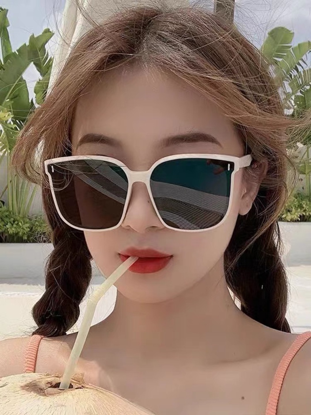 。。Louis vuitto*墨镜女2025新款高级感白色大脸显瘦防紫外线太阳眼镜白框墨镜