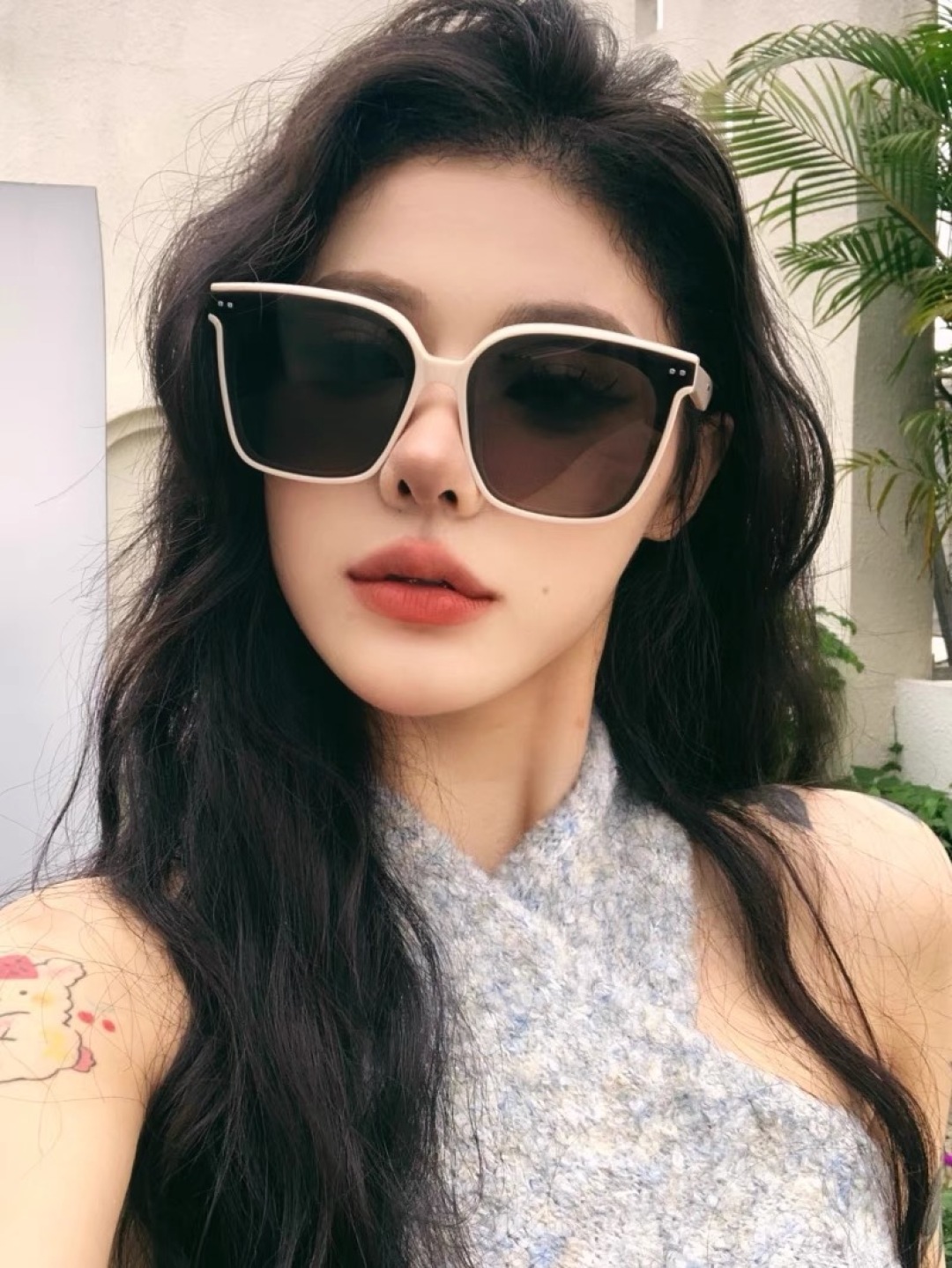 。。2035新款方框墨镜大脸韩版复古太阳眼镜戚薇周扬青同款男女防晒