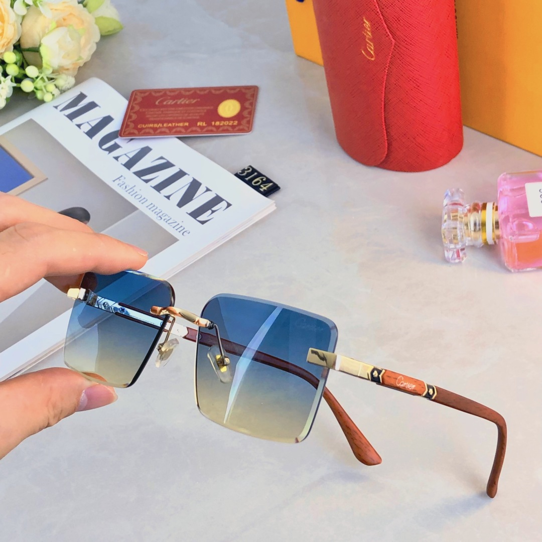 。。Cartie*2025新款切边时尚无框防晒太阳镜欧美潮流墨镜男女同款sunglasses