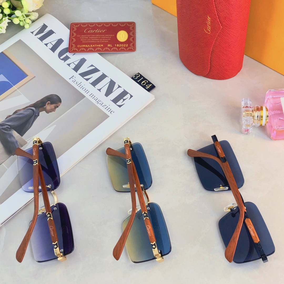 。。Cartie*2025新款切边时尚无框防晒太阳镜欧美潮流墨镜男女同款sunglasses