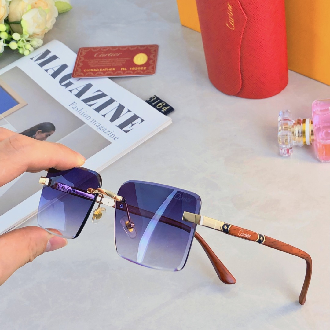。。Cartie*2025新款切边时尚无框防晒太阳镜欧美潮流墨镜男女同款sunglasses