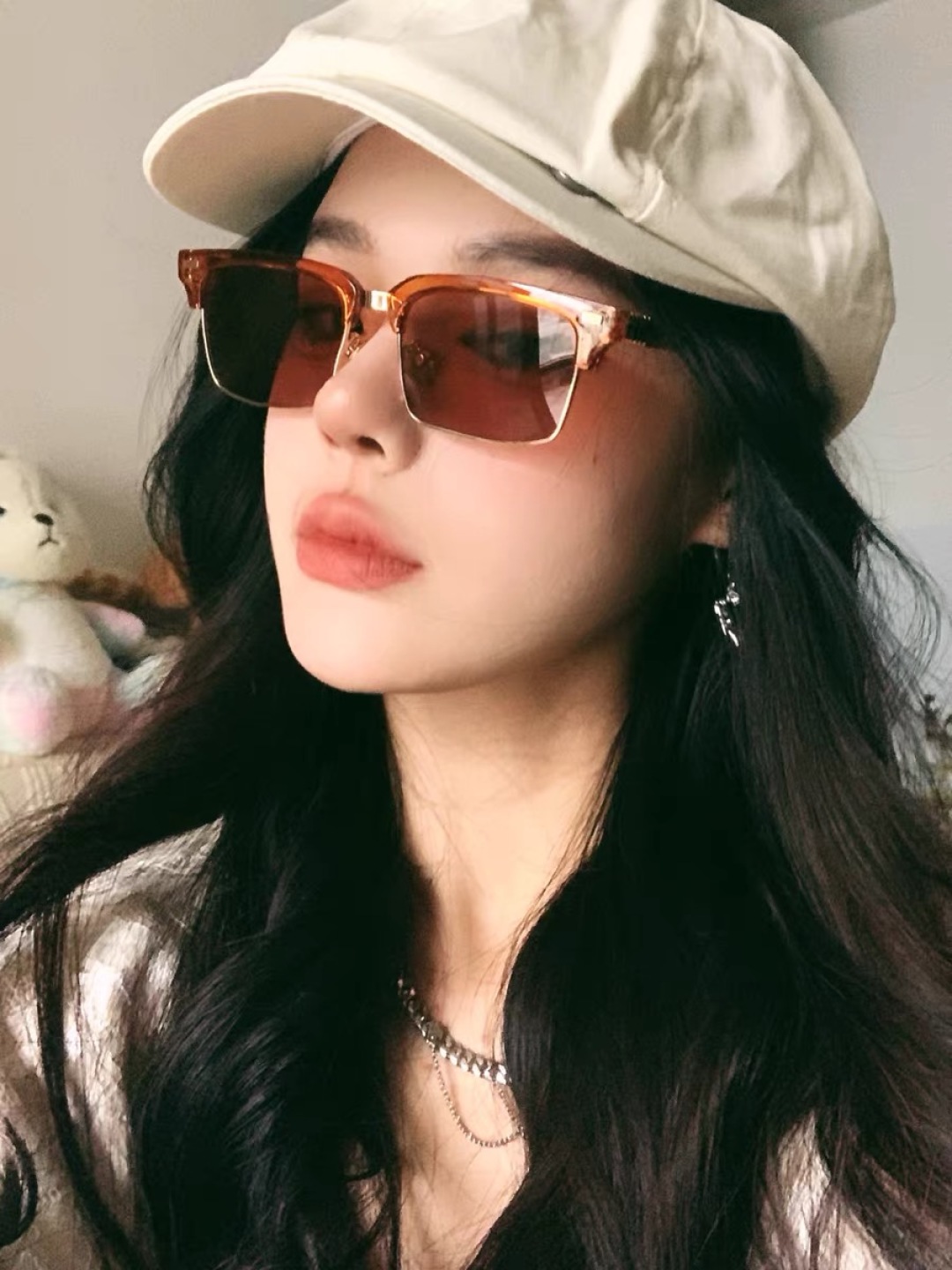 。。miumi*复古猫眼墨镜欧美风窄框太阳镜女式防紫外线ins风防紫外线太阳镜
