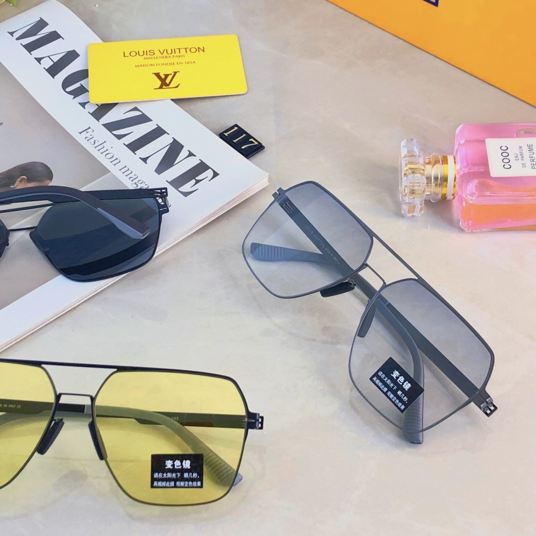 。。Louis vuitto*时尚金属偏光太阳镜男士潮流双梁眼镜框户外驾驶防紫外线太阳眼镜