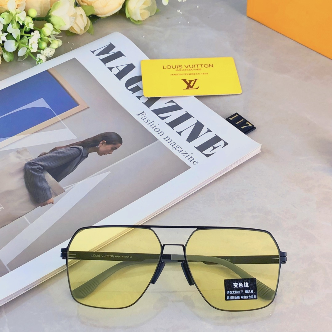 。。Louis vuitto*时尚金属偏光太阳镜男士潮流双梁眼镜框户外驾驶防紫外线太阳眼镜