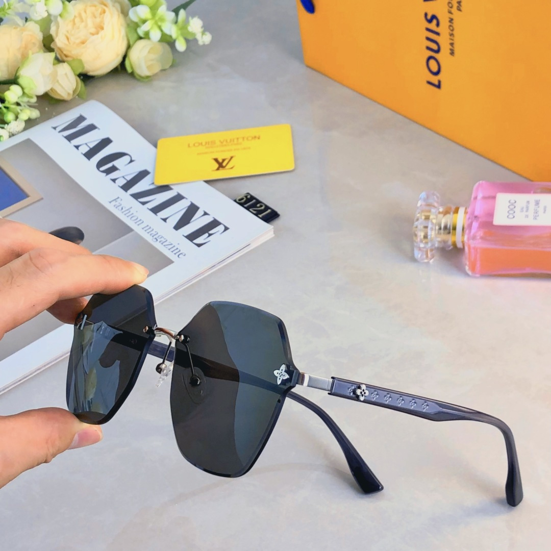 。。Louis vuitto*2025新款时尚素颜美妆太阳镜女士防紫外线遮阳无框百搭气质墨镜