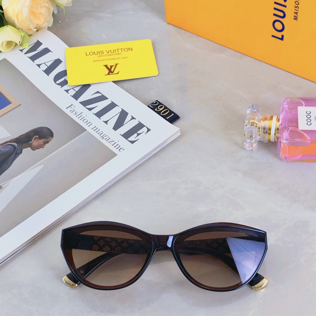 。。Louis vuitto*欧美小红书网红复古猫眼墨镜女士高级感ins太阳镜凹造型