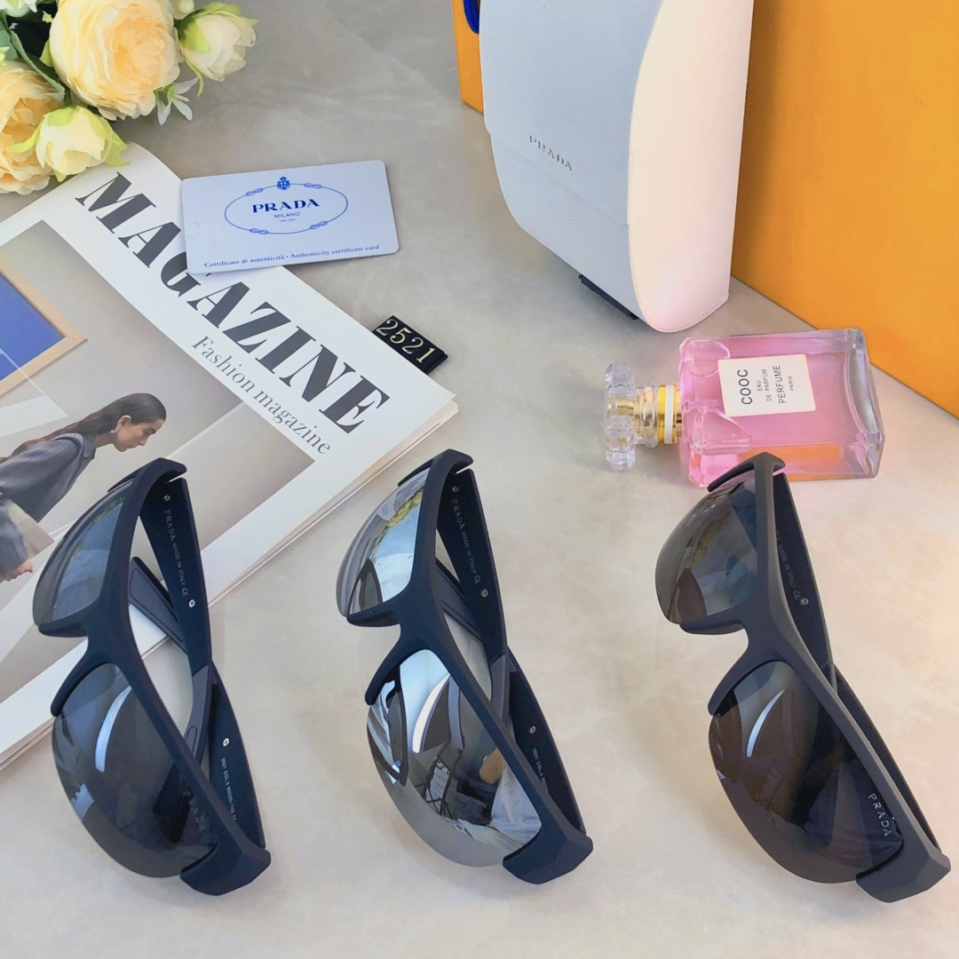 。。Prad*简约方形太阳镜Ins旅行防晒时尚墨镜 男女开车运动护目镜