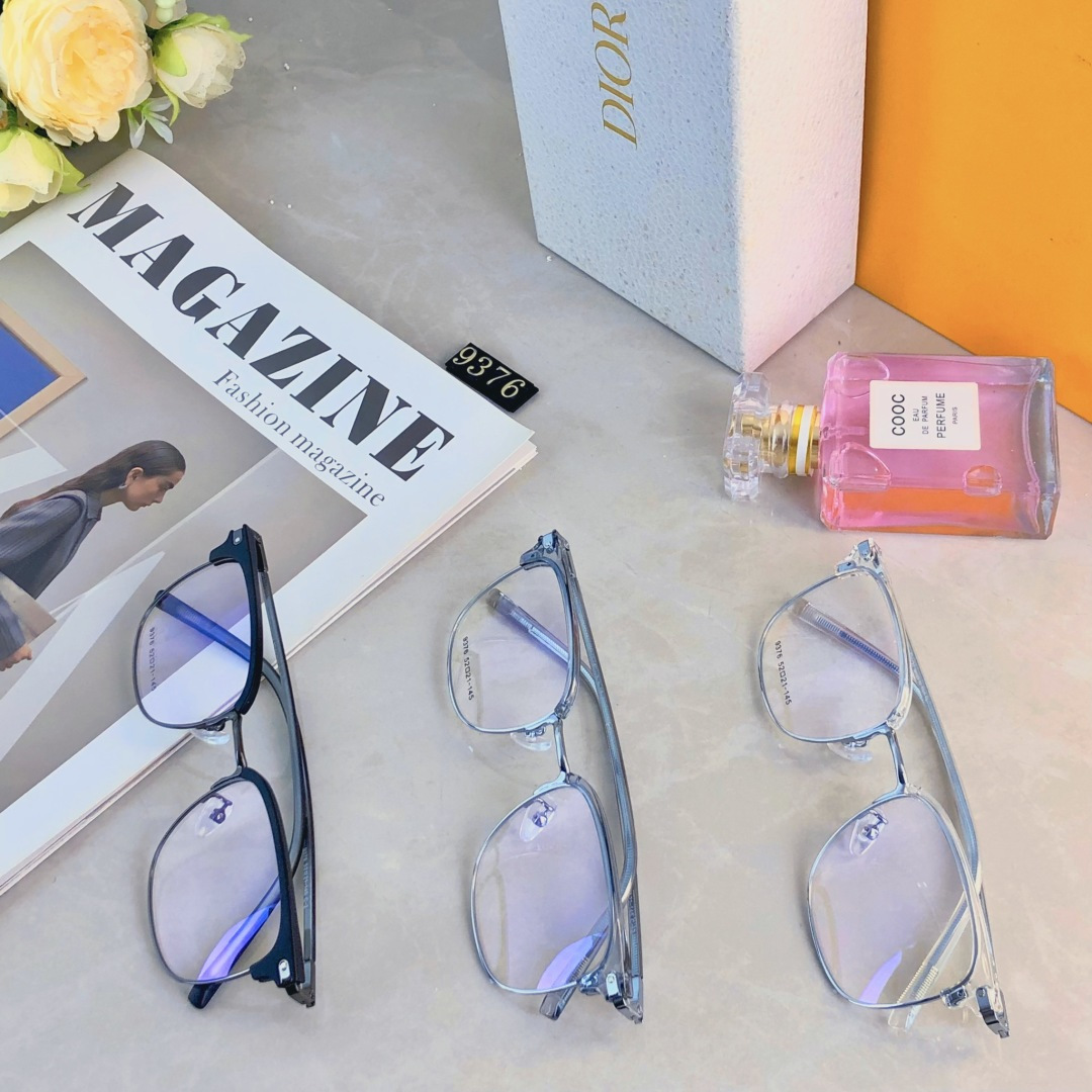 。。Dio*超轻痞帅斯文半框眼镜近视情侣款可配度数防蓝光眼睛黑框潮