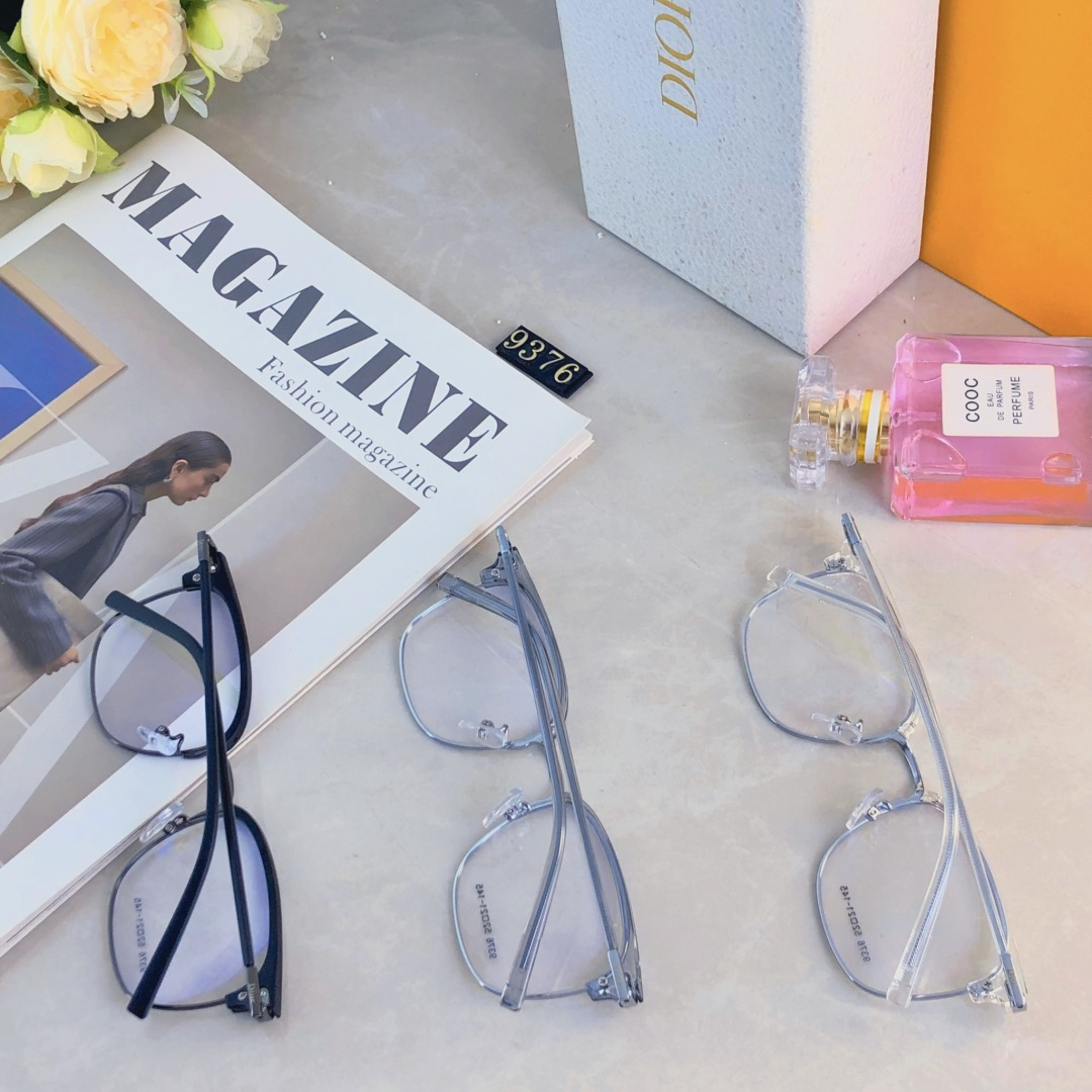 。。Dio*超轻痞帅斯文半框眼镜近视情侣款可配度数防蓝光眼睛黑框潮