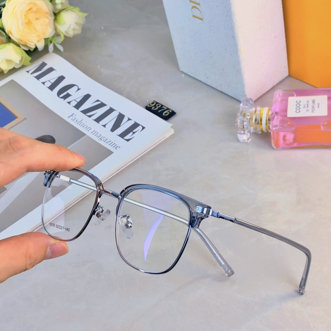 。。Dio*超轻痞帅斯文半框眼镜近视情侣款可配度数防蓝光眼睛黑框潮