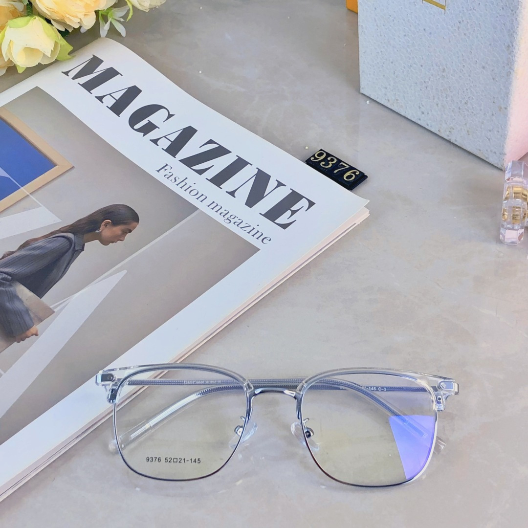 。。Dio*超轻痞帅斯文半框眼镜近视情侣款可配度数防蓝光眼睛黑框潮