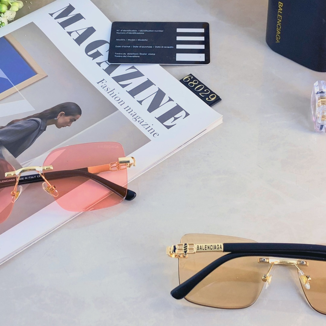 。。Balenciag*新款男女无框太阳镜 驾驶出游度假眼镜 时尚潮流休闲太阳眼镜