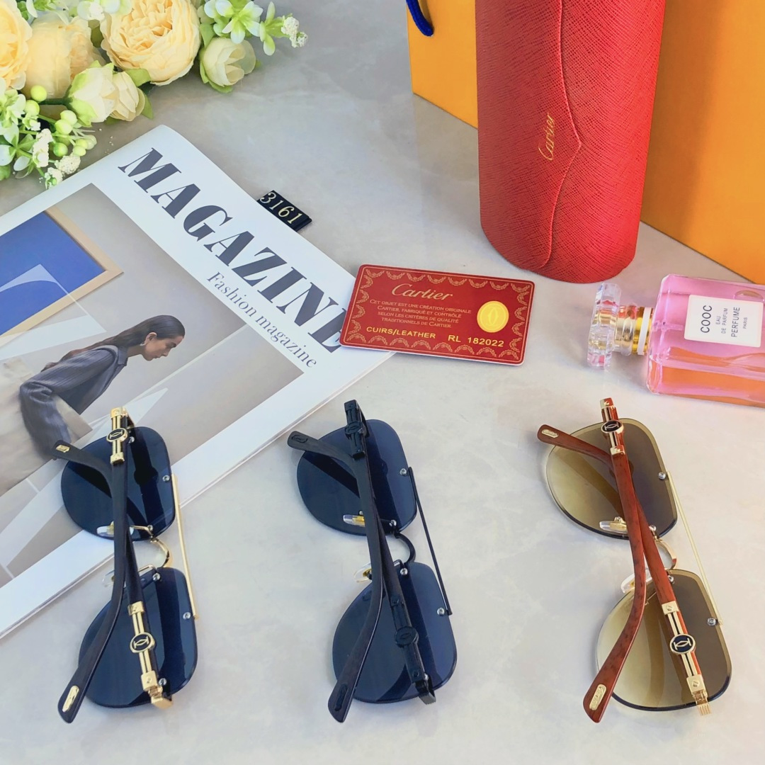 。。Cartie*新款时尚轻奢金属无框度假潮版太阳镜户外墨镜