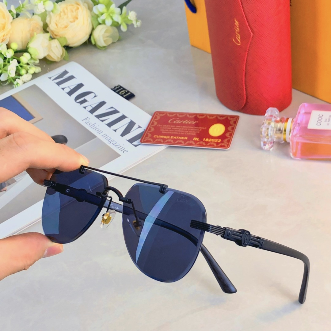 。。Cartie*新款时尚轻奢金属无框度假潮版太阳镜户外墨镜